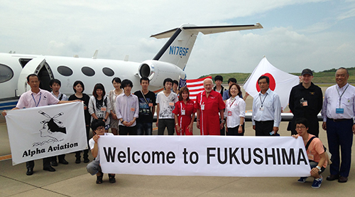 Fukushima, Japan greeted by participanting students at Alpha Aviationedit.jpg